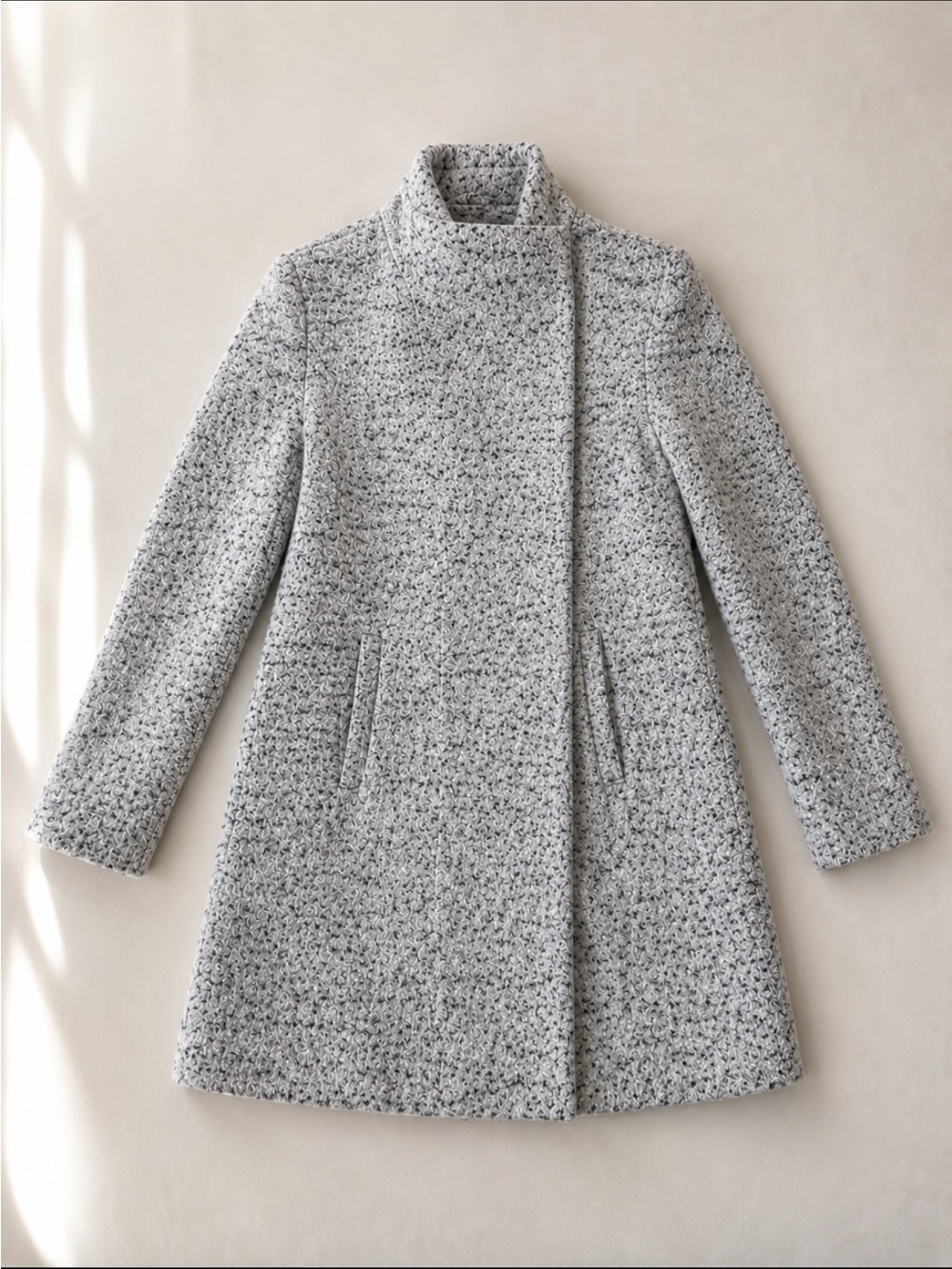 Kenneth Cole New York Asymmetrical Boucle Walker Wool Coat